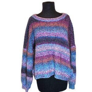 Retrology Purple Rainbow Striped Women's Sweater